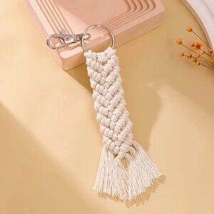 Macrame Bohemian Key Chain Keychain Tag Bag Charm Boho White